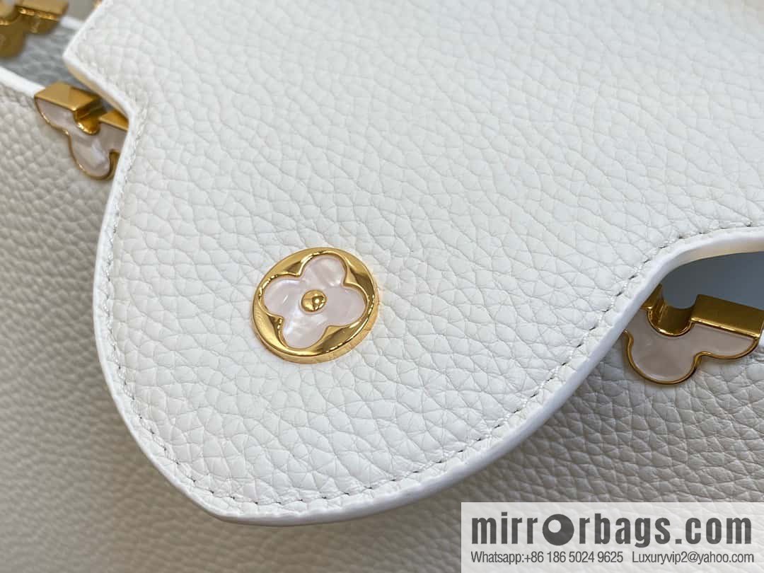 [Original order boutique] M23331 white, full leather cap, that English series CAPUCINES medium handbag, this Capucines BB Flower Crown handbag