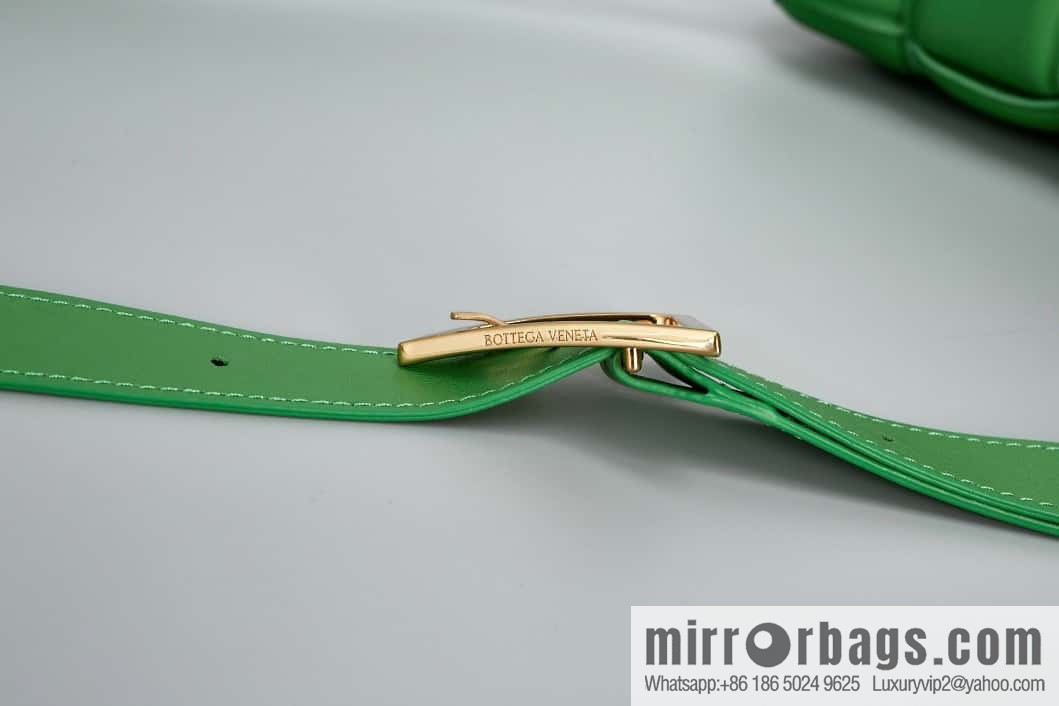 Bottega Veneta Padded Cassette Bag Model; 591970 BV Cassette Pillow Bag, Grass Green Gold Buckle