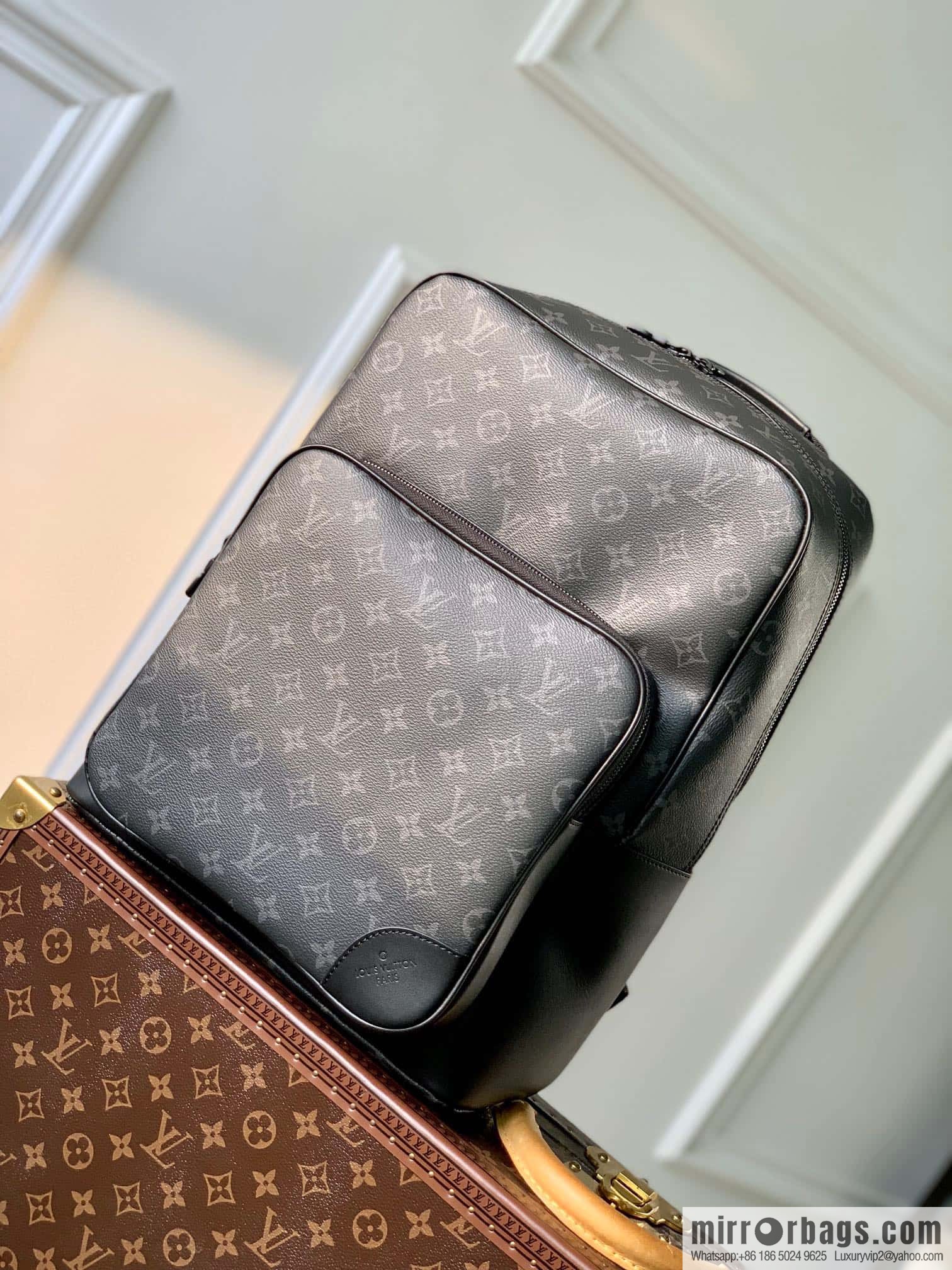 M45335 Black Flower Dean backpack Monogram Macassar backpack