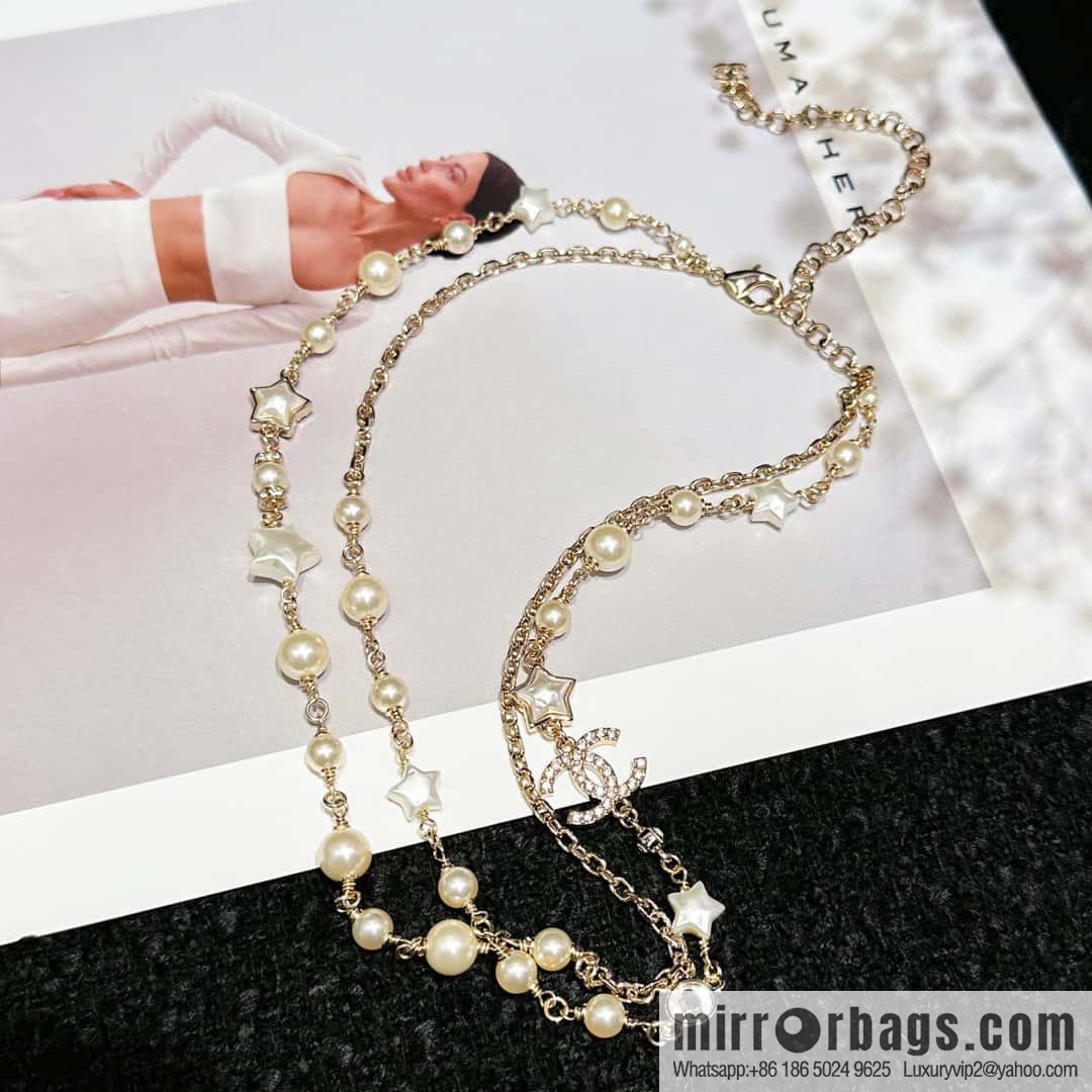 ❗️New ❗️☀️ New ☑️ Chanel Double Pearl Star ⭐ Necklace ☀️