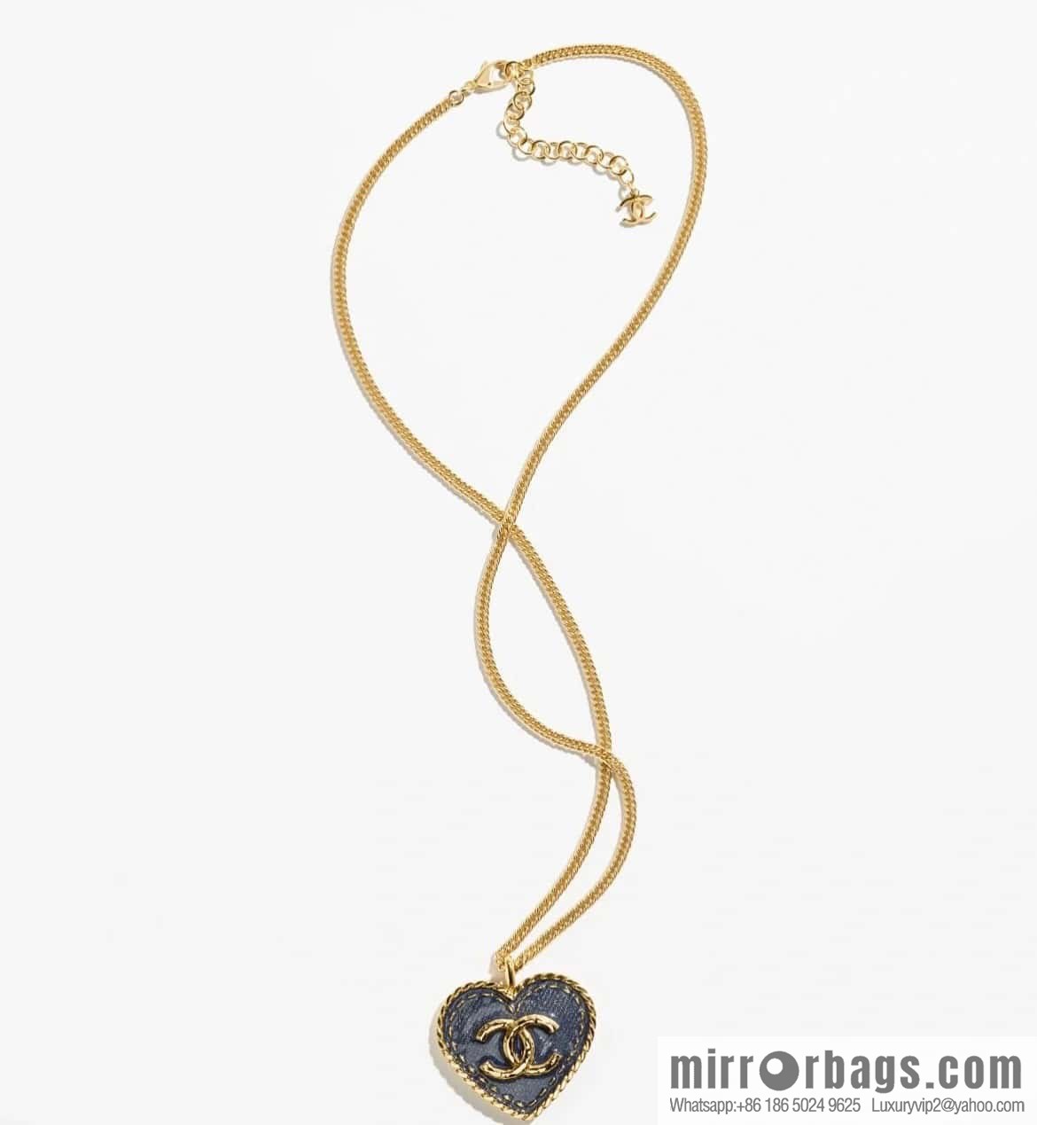 ❗️New ❗️☀️ New ☑️ Chanel Denim Peach Heart Love Long Necklace ☀️