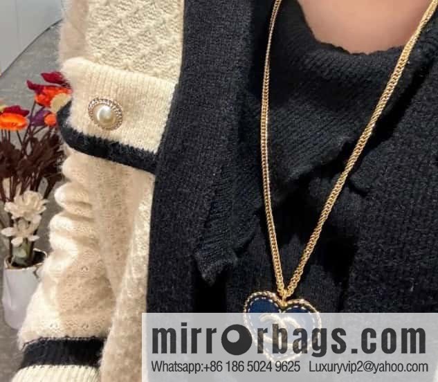 ❗️New ❗️☀️ New ☑️ Chanel Denim Peach Heart Love Long Necklace ☀️