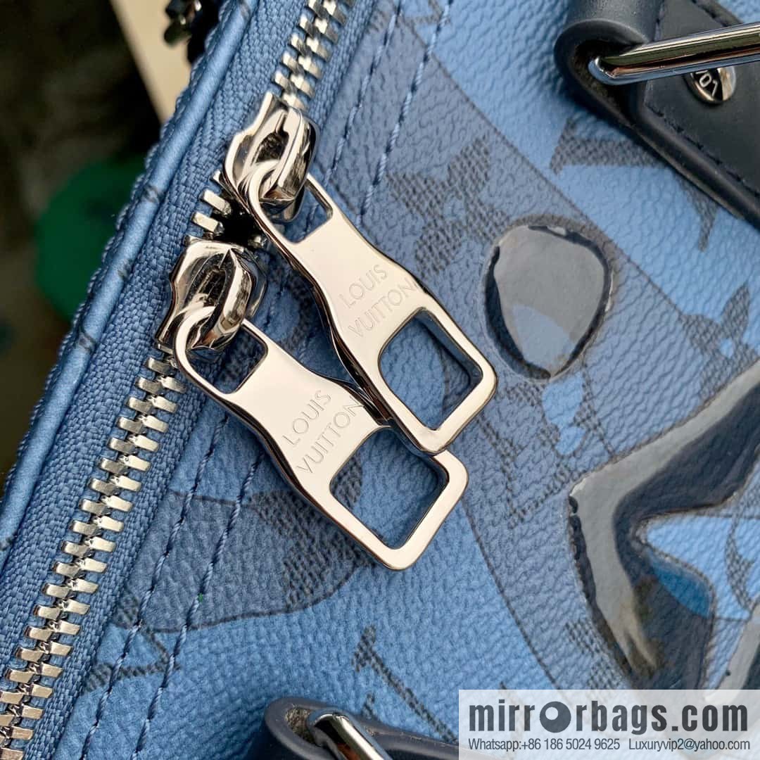 M22573 Crystal Dark Blue Travel Bags KEEPALL BANDOULIZRE 35 Handbags