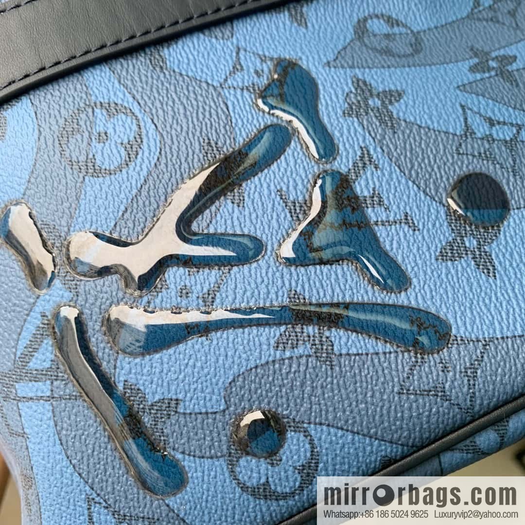 M22573 Crystal Dark Blue Travel Bags KEEPALL BANDOULIZRE 35 Handbags