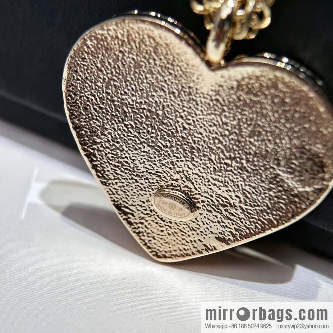 ❗️New ❗️☀️ New ☑️ Chanel Denim Peach Heart Love Long Necklace ☀️