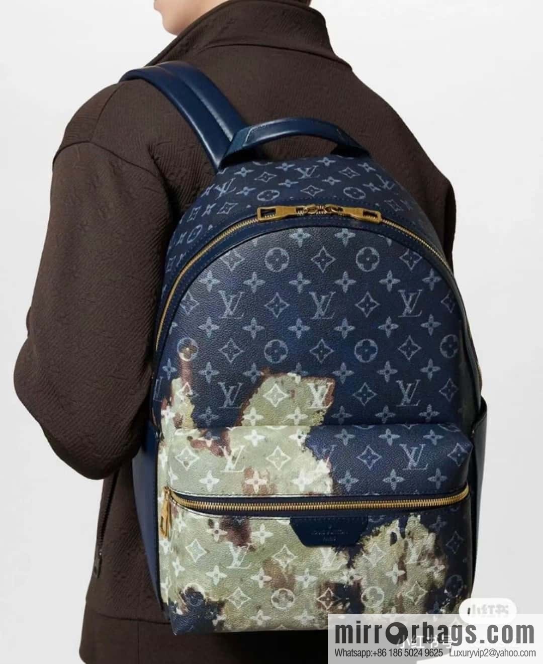 M23905 Blue flame backpack Discovery backpack M46553 monogram flame rose silk screen side double bag men's backpack backpack