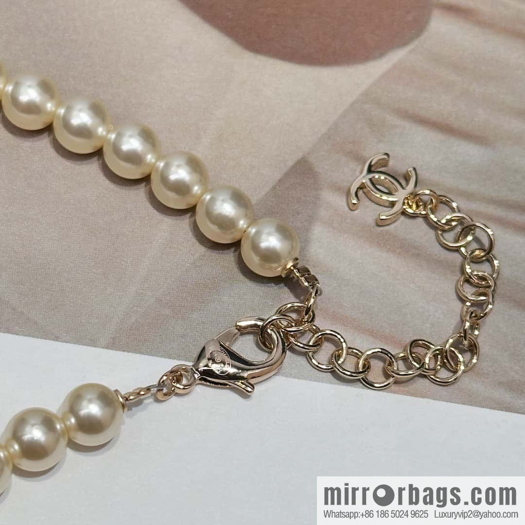 ❗️New ❗️☀️ New ☑️ Chanel Double C Peach Heart Love Denim Pearl Necklace ☀️