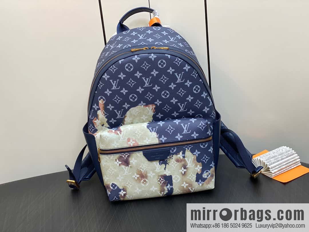 M23905 Blue flame backpack Discovery backpack M46553 monogram flame rose silk screen side double bag men's backpack backpack