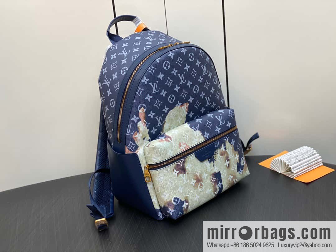 M23905 Blue flame backpack Discovery backpack M46553 monogram flame rose silk screen side double bag men's backpack backpack