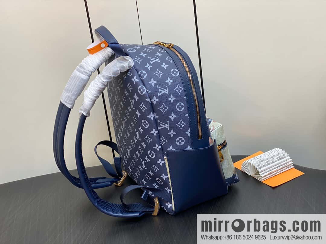 M23905 Blue flame backpack Discovery backpack M46553 monogram flame rose silk screen side double bag men's backpack backpack