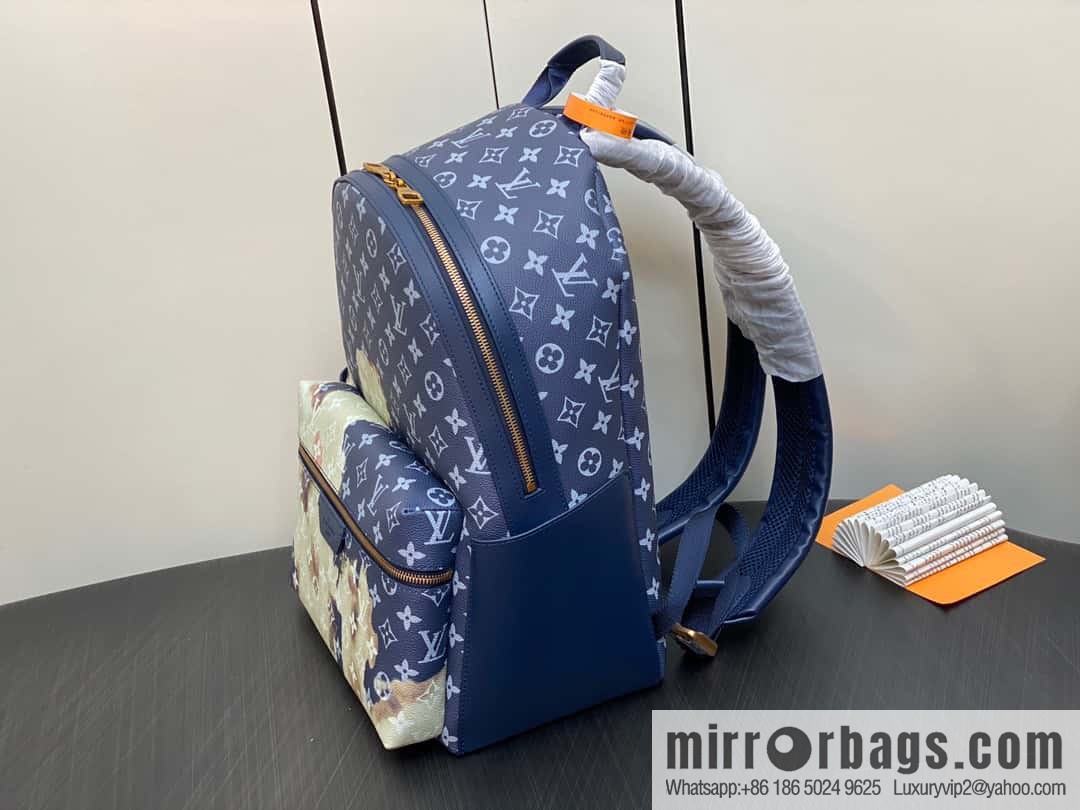 M23905 Blue flame backpack Discovery backpack M46553 monogram flame rose silk screen side double bag men's backpack backpack