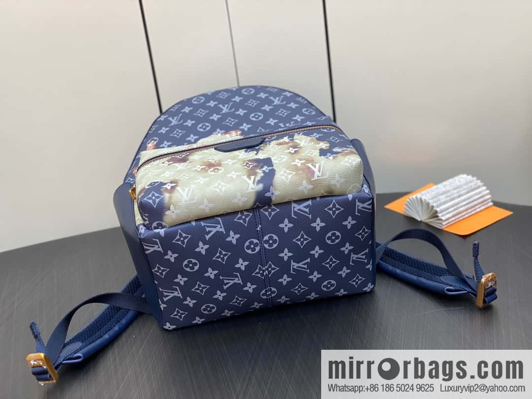 M23905 Blue flame backpack Discovery backpack M46553 monogram flame rose silk screen side double bag men's backpack backpack