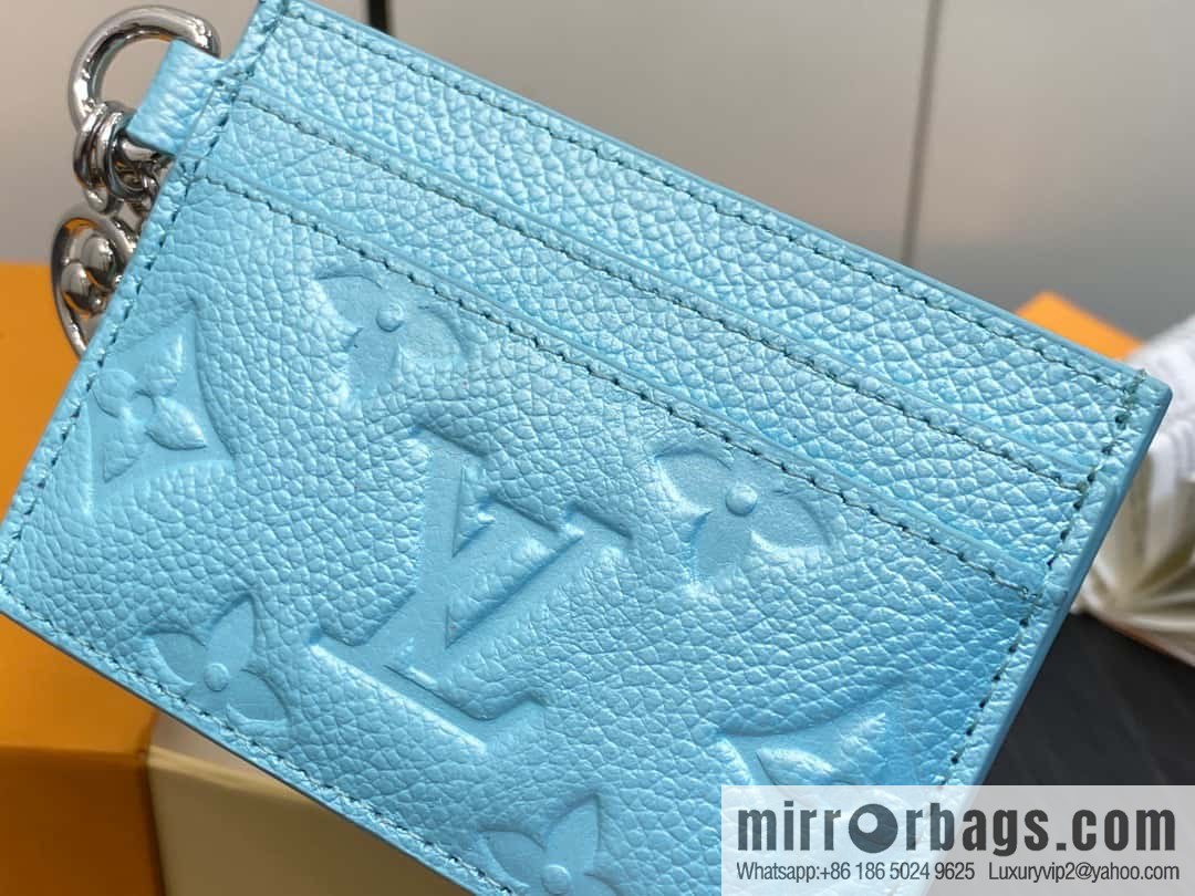 [Original order boutique] M82171 pearlescent blue, full leather M82739 card holder wallet series LV CHARMS card holder