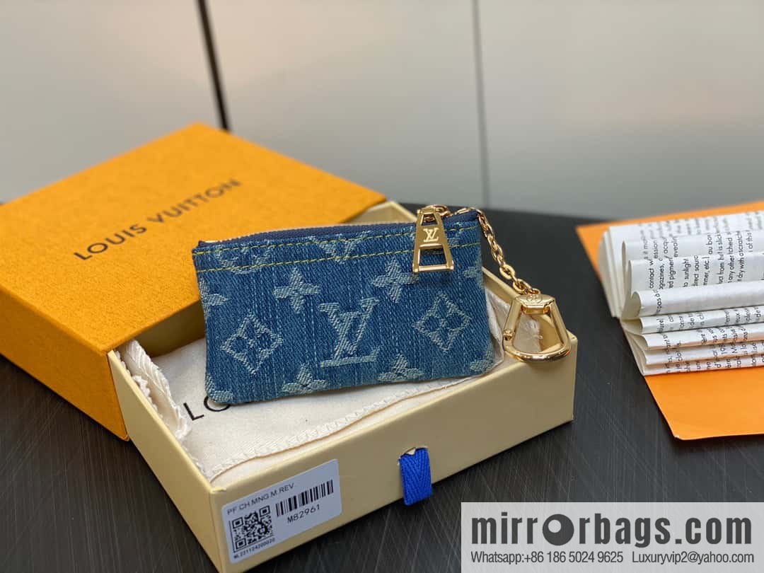 [Original order boutique] M82961 blue denim, key bag wallet series, this zipper zero wallet