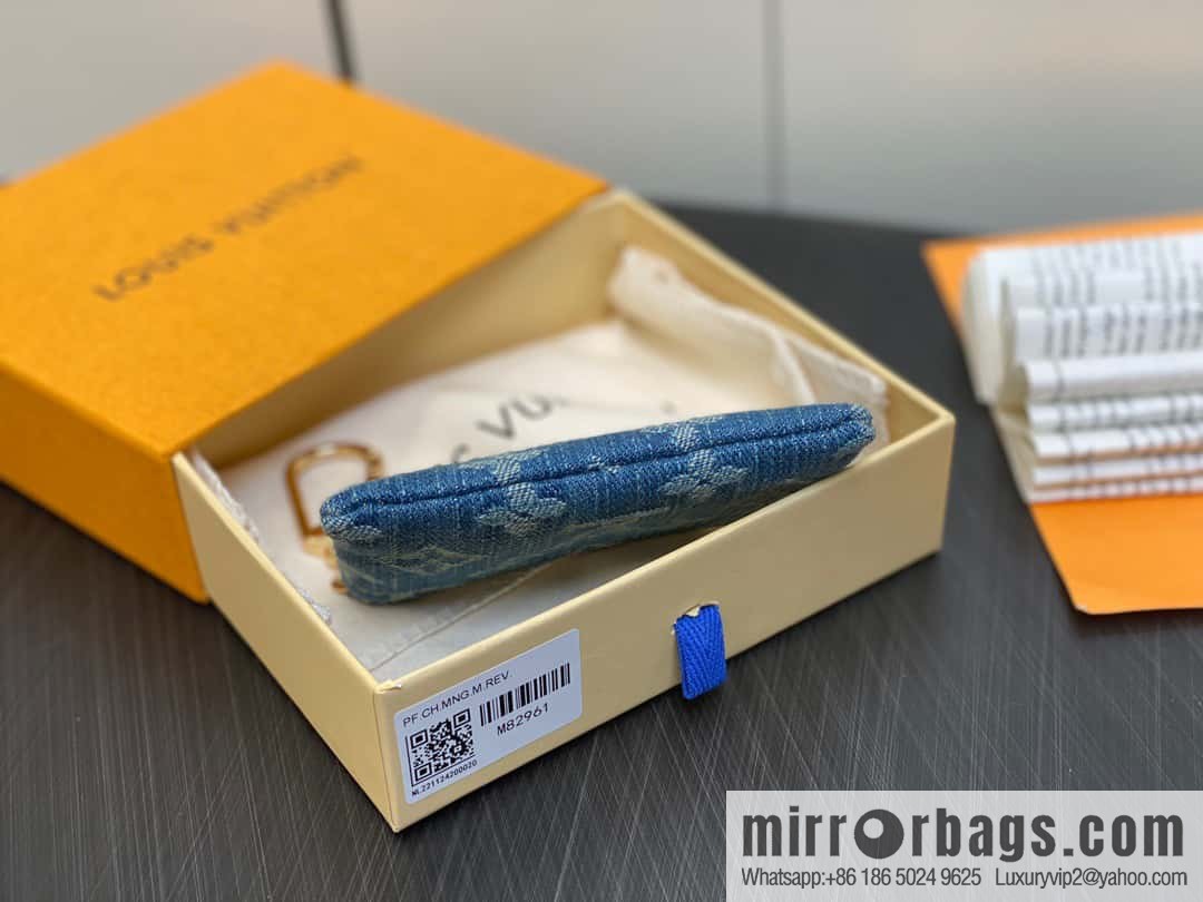 [Original order boutique] M82961 blue denim, key bag wallet series, this zipper zero wallet