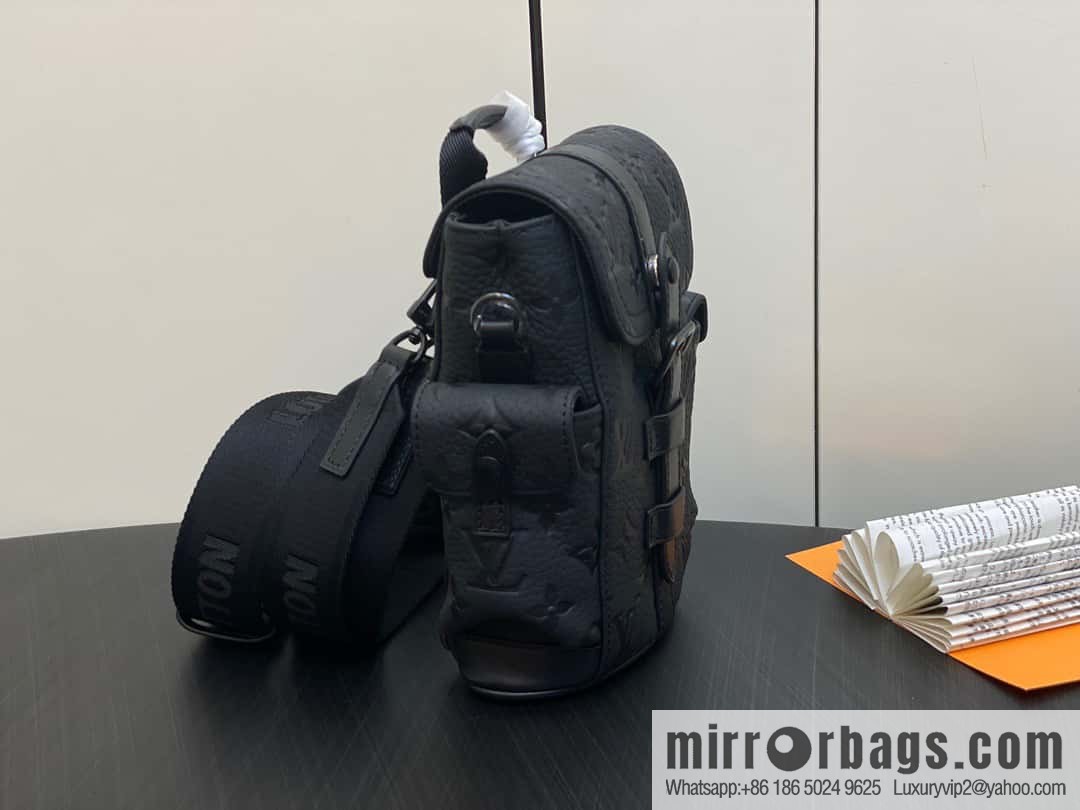 [Original order boutique] M82769 black full leather embossed, men's bag mini backpack series, autumn and winter new NANO CHRISTOPHER handbag