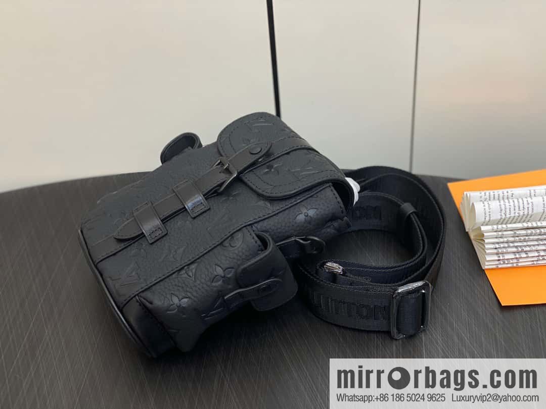 [Original order boutique] M82769 black full leather embossed, men's bag mini backpack series, autumn and winter new NANO CHRISTOPHER handbag