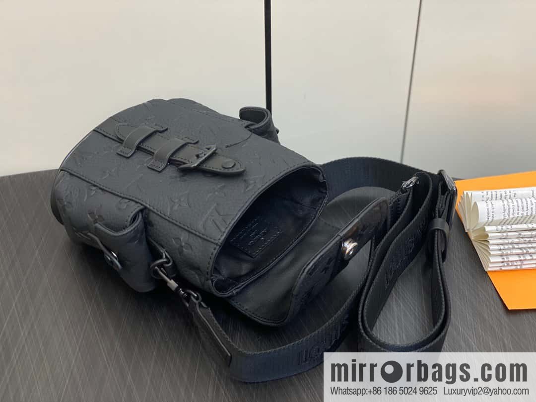 [Original order boutique] M82769 black full leather embossed, men's bag mini backpack series, autumn and winter new NANO CHRISTOPHER handbag