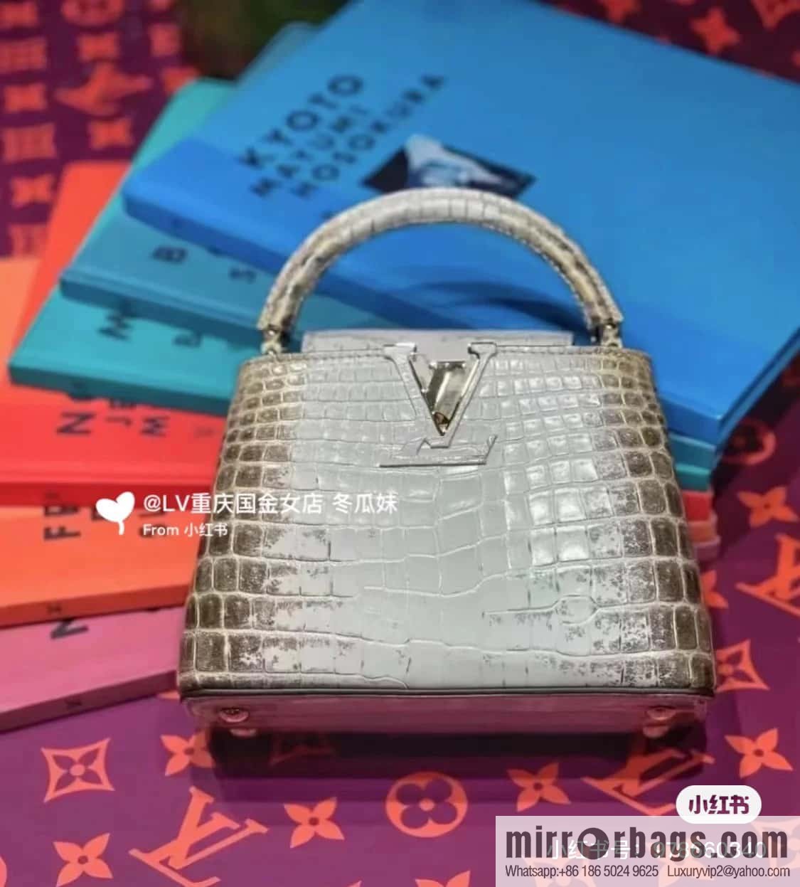 [Original order boutique] M48865 Himalayan, crocodile pattern full leather cap that English series Capucines BB handbag
