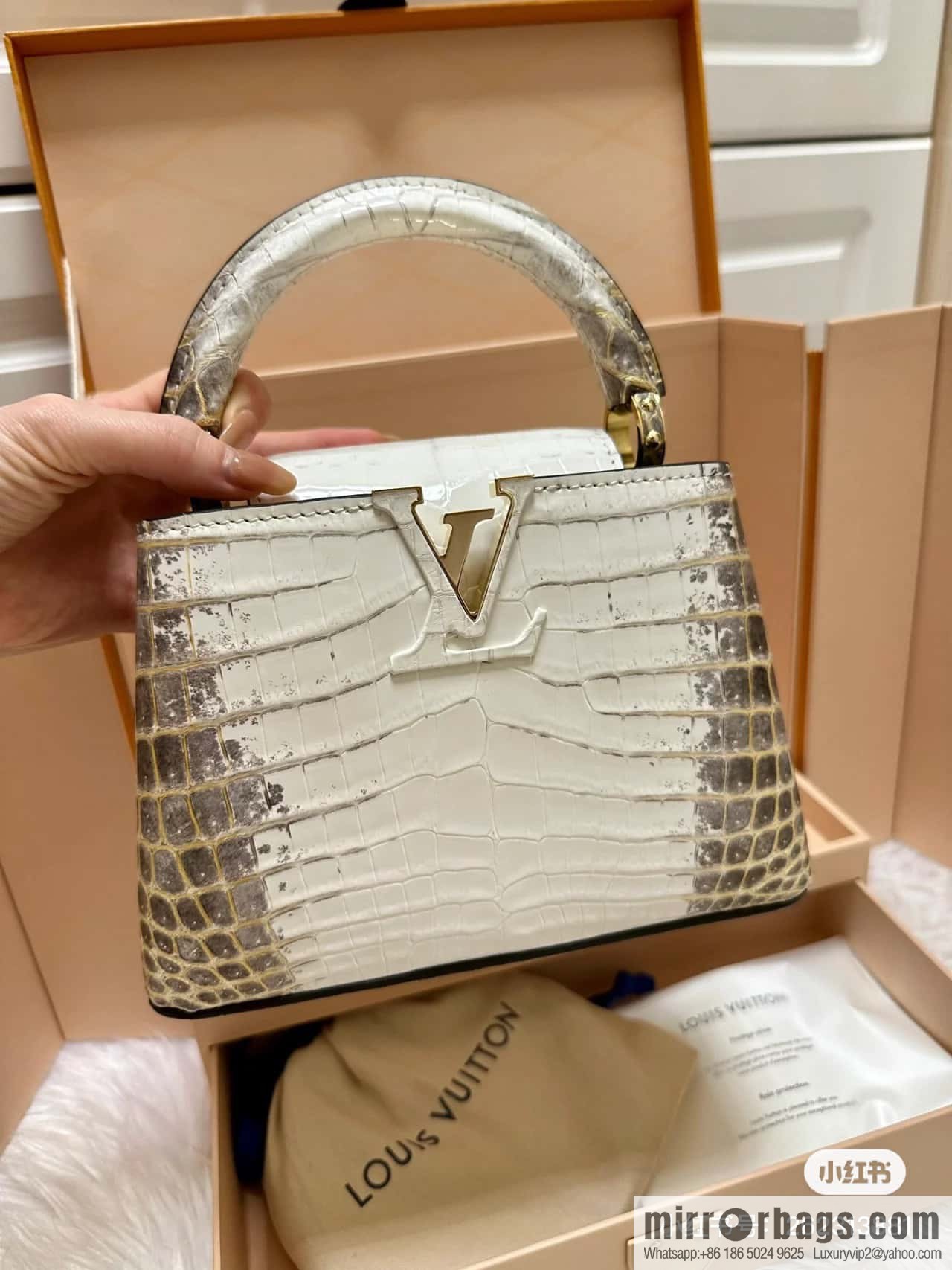 [Original order boutique] M48865 Himalayan, crocodile pattern full leather cap that English series Capucines BB handbag