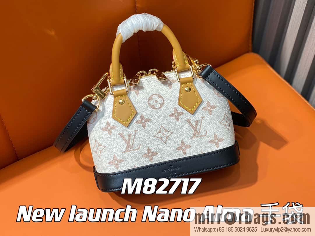 [Original single boutique] M82717 white flower mini shell bag series New launch Nano Alma handbag