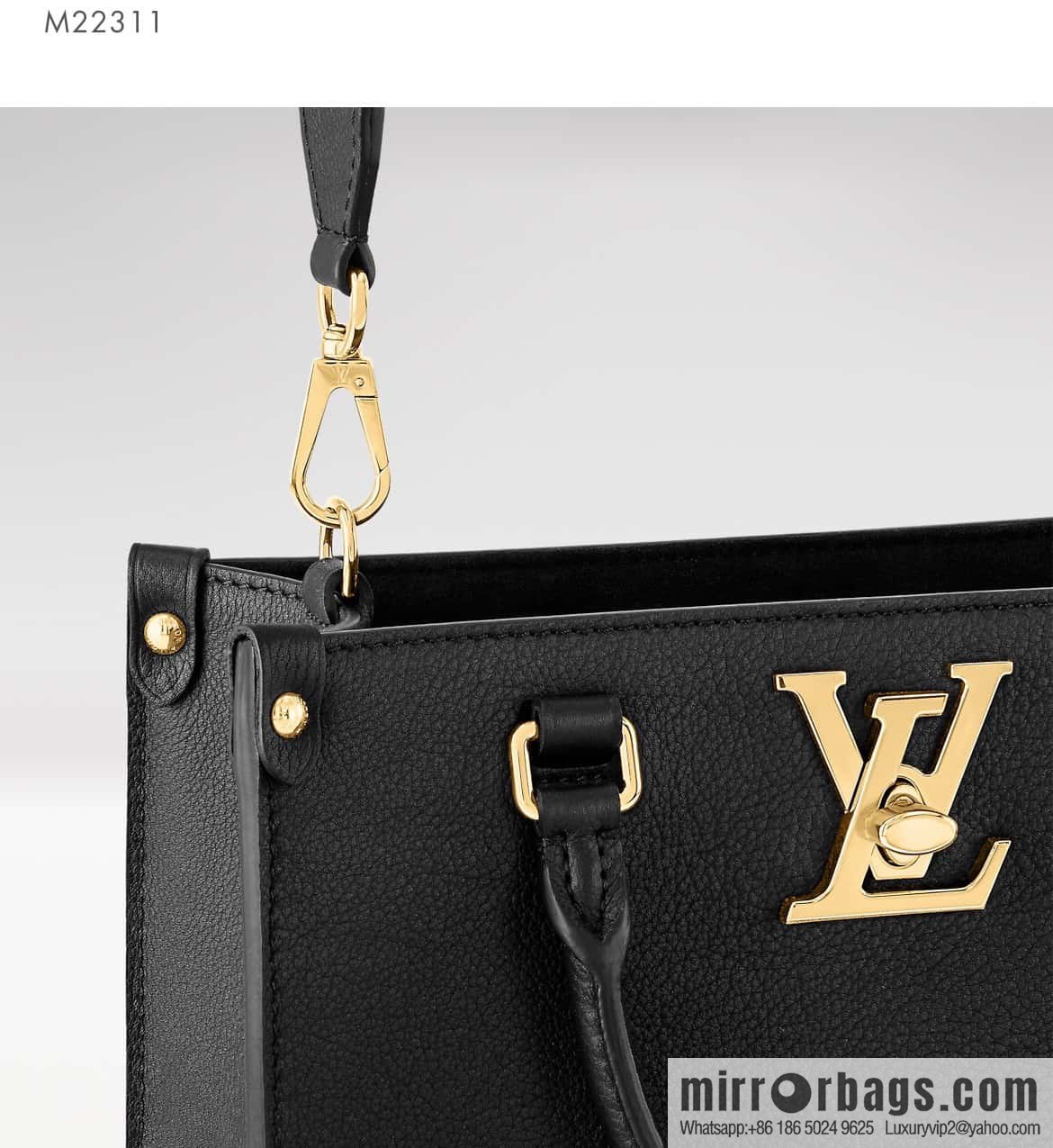 [Original order boutique] M22311 black full leather square bag series Lock & Go handbag M23637