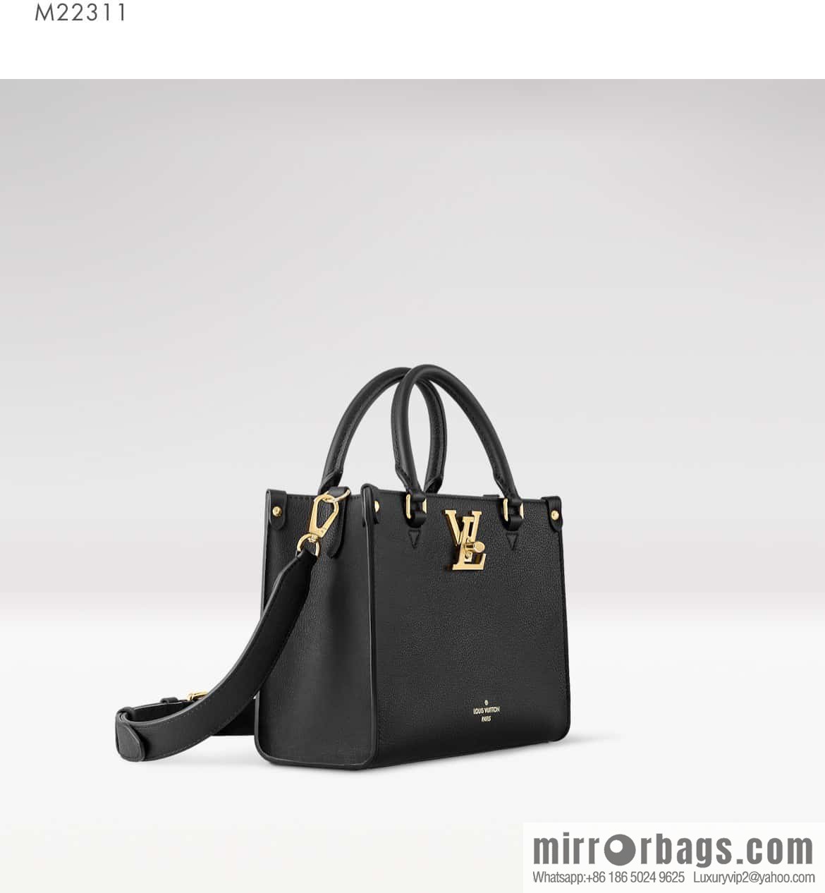 [Original order boutique] M22311 black full leather square bag series Lock & Go handbag M23637