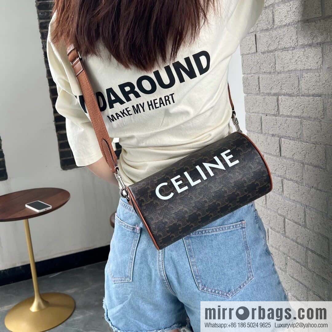 [Premium quality, all-steel hardware] CELINE | New cylinder bag online, logo printed cylinder bag, number: 110052