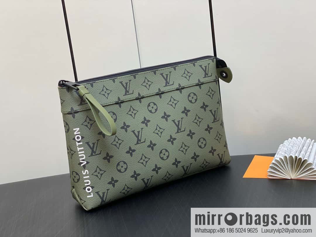 [Original order boutique] M82008 green flower clutch bag series Pochette Voyage Souple clutch bag Keepall Bandoulière 25 handbag