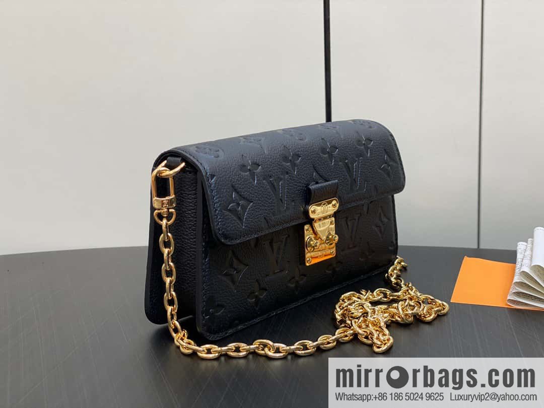 [Original single boutique] M82637 black full leather embossed chain bag series Wallet On Chain Metis chain strap handbag M82836 82637