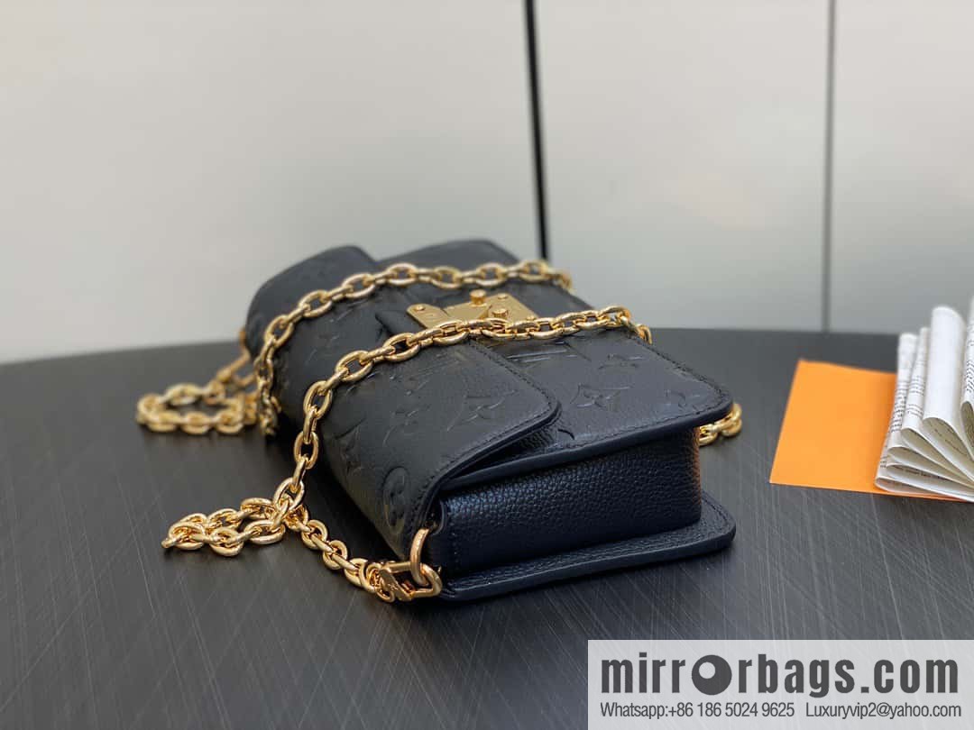 [Original single boutique] M82637 black full leather embossed chain bag series Wallet On Chain Metis chain strap handbag M82836 82637