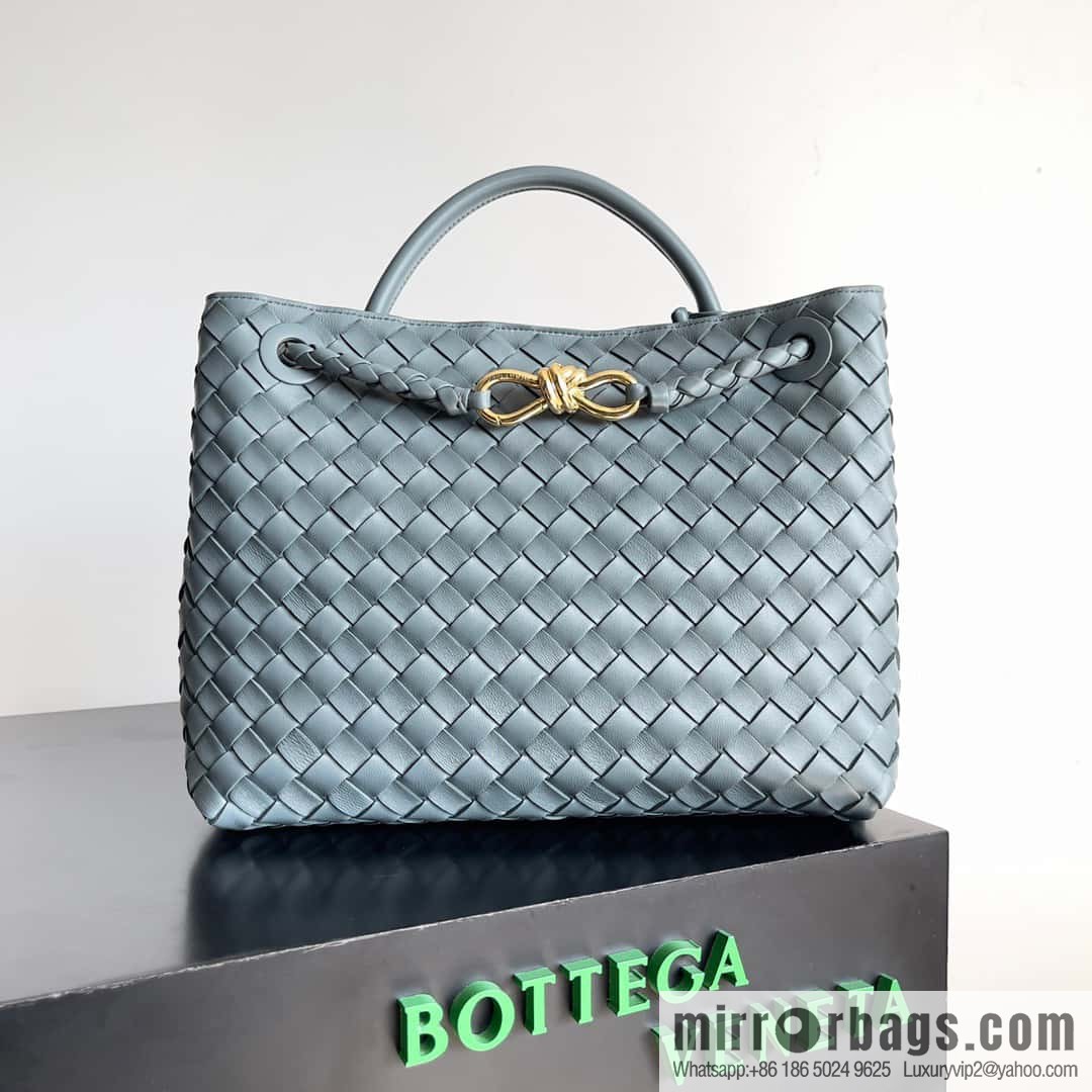 BV Bottega Veneta2023 New Andiamo woven handbag, medium, model number: 743572 slate gray