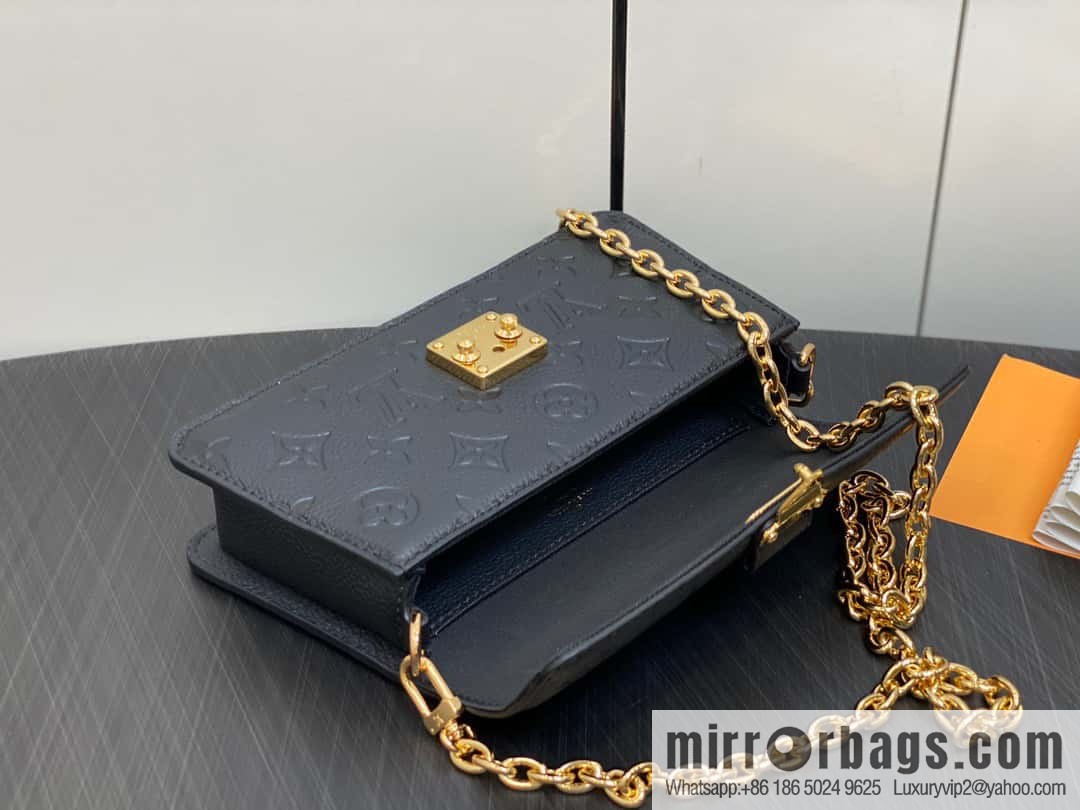 [Original single boutique] M82637 black full leather embossed chain bag series Wallet On Chain Metis chain strap handbag M82836 82637