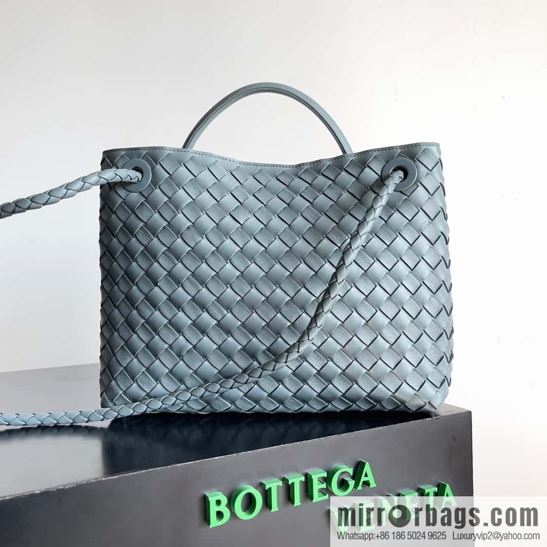 BV Bottega Veneta2023 New Andiamo woven handbag, medium, model number: 743572 slate gray