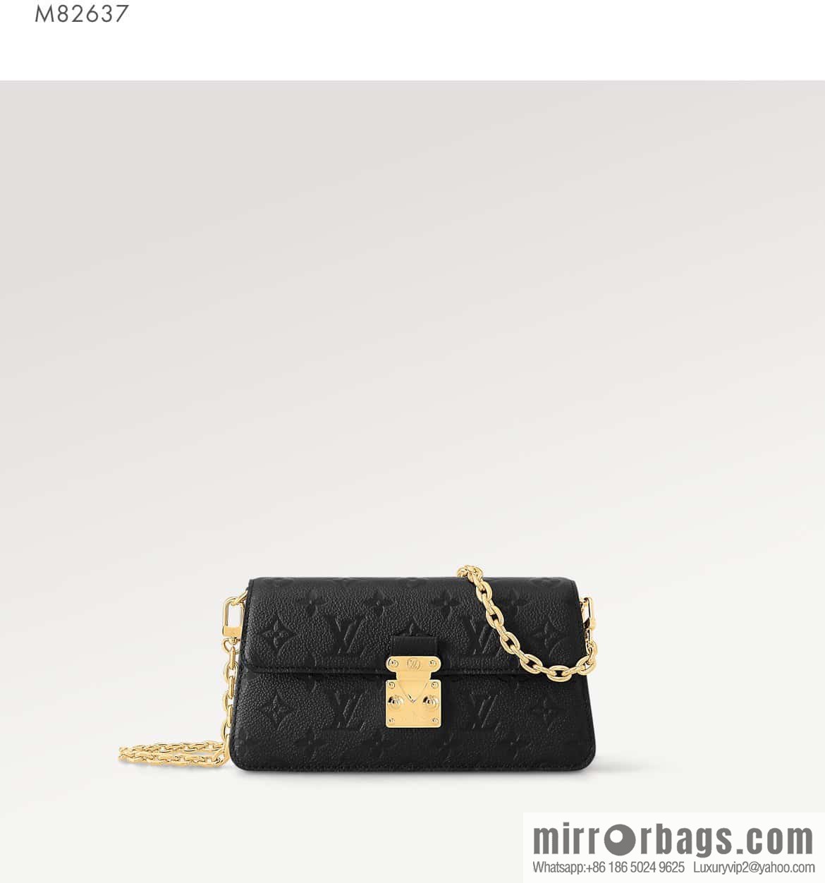 [Original single boutique] M82637 black full leather embossed chain bag series Wallet On Chain Metis chain strap handbag M82836 82637