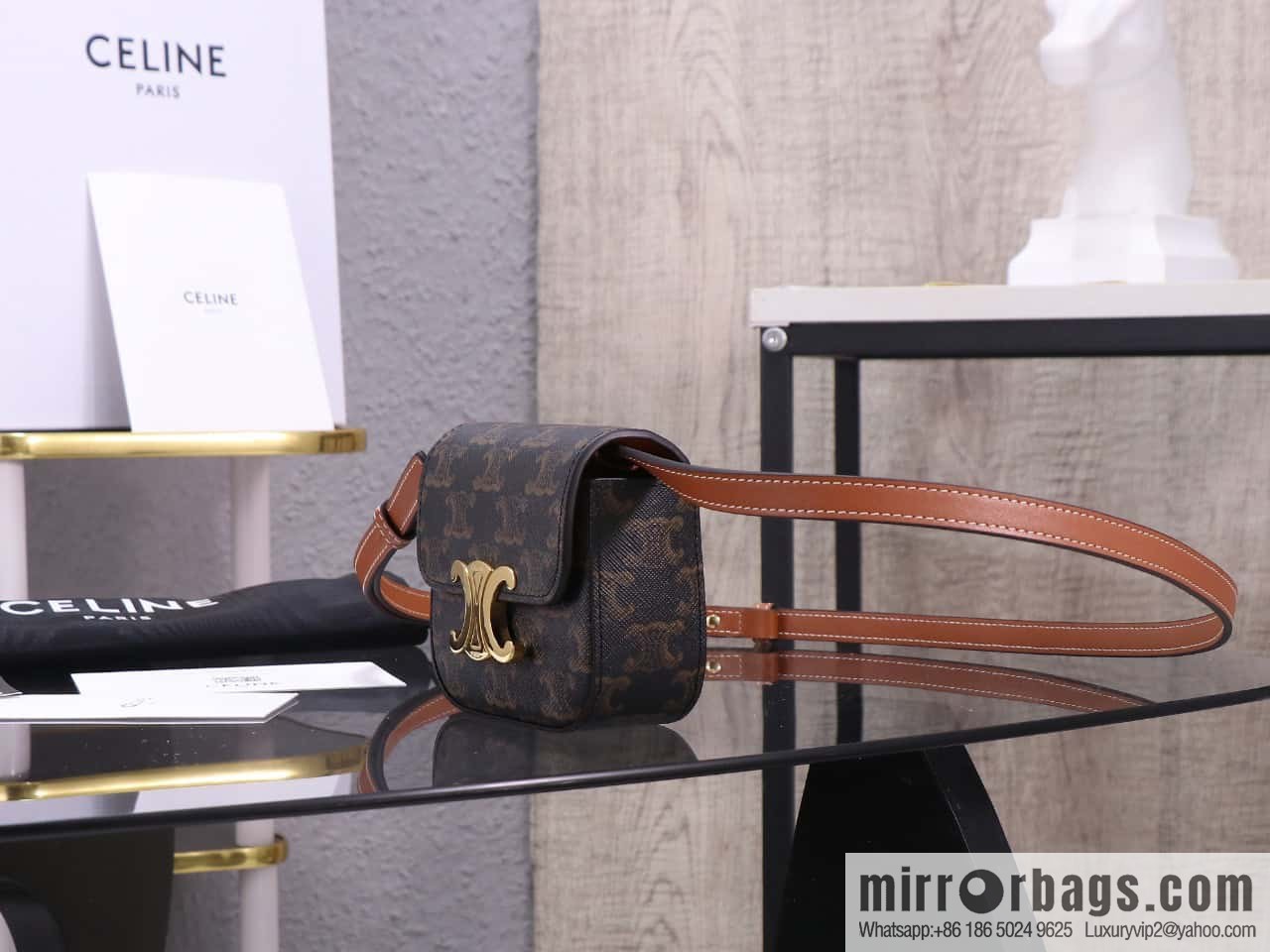 [Premium quality, all-steel hardware 】 𝗖𝗘𝗟𝗜𝗡𝗘 | 𝗧𝗥𝗜𝗢𝗠𝗣𝗛𝗘 𝗠𝗜𝗡𝗜 Arc de Triomphe mini crossbody bag model: 101513
