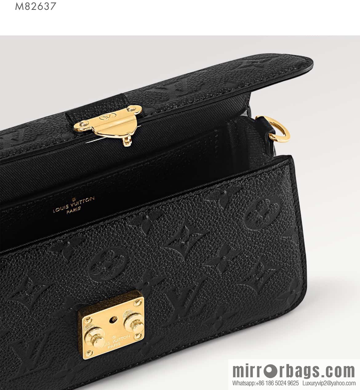 [Original single boutique] M82637 black full leather embossed chain bag series Wallet On Chain Metis chain strap handbag M82836 82637