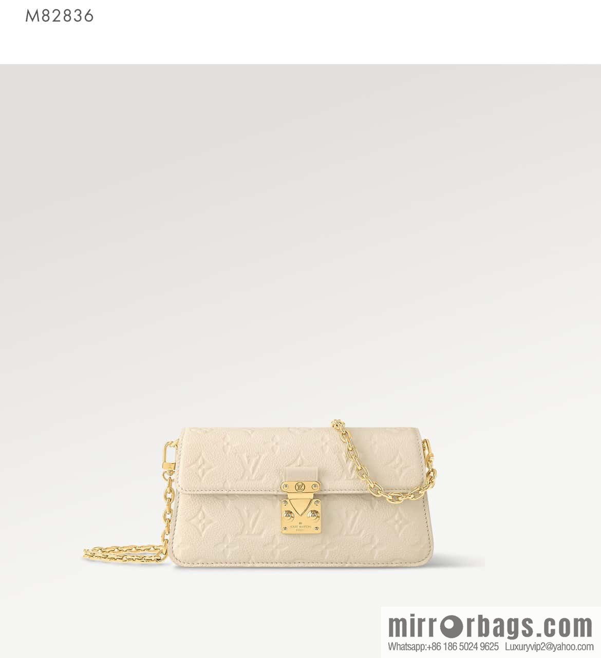 [Original order boutique] M82636 white full leather embossed chain bag series Wallet On Chain Metis chain strap handbag M82836 82637