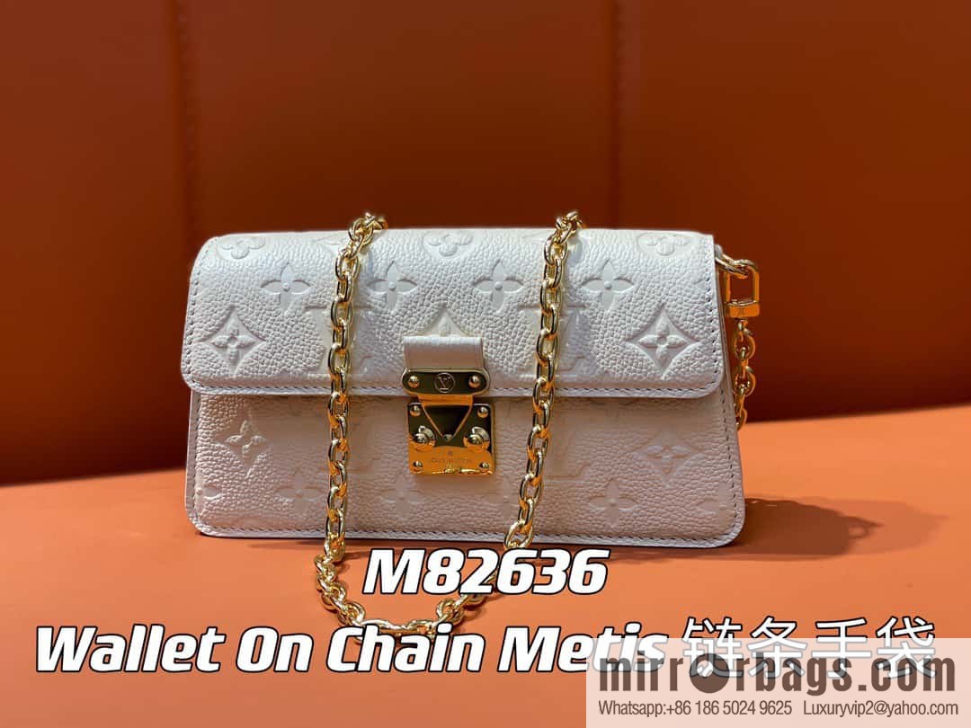[Original order boutique] M82636 white full leather embossed chain bag series Wallet On Chain Metis chain strap handbag M82836 82637
