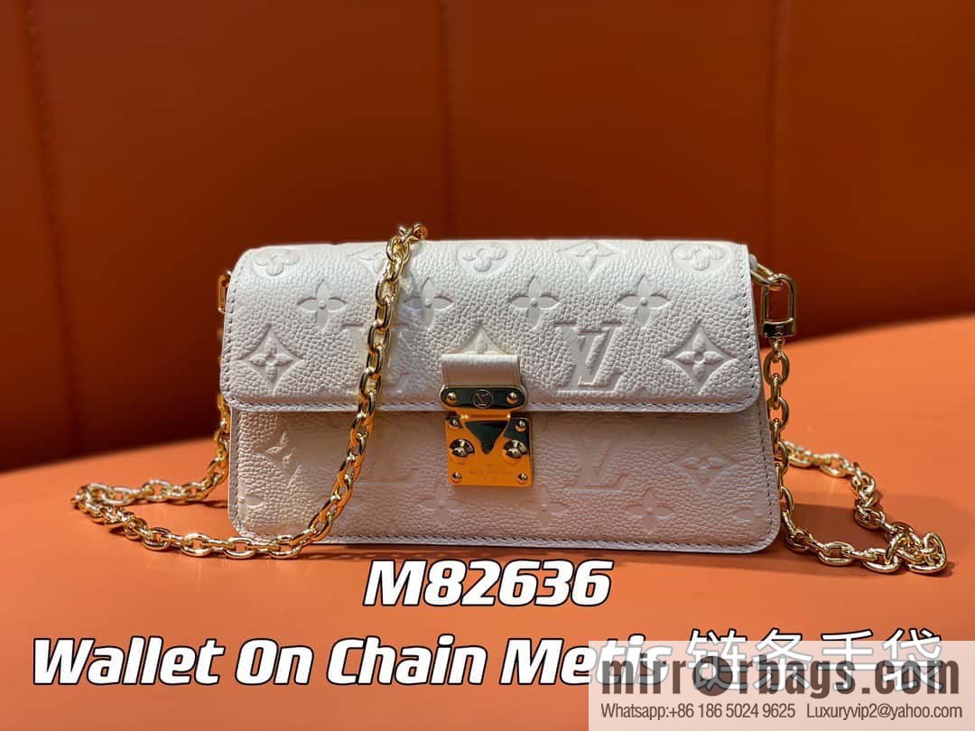 [Original order boutique] M82636 white full leather embossed chain bag series Wallet On Chain Metis chain strap handbag M82836 82637