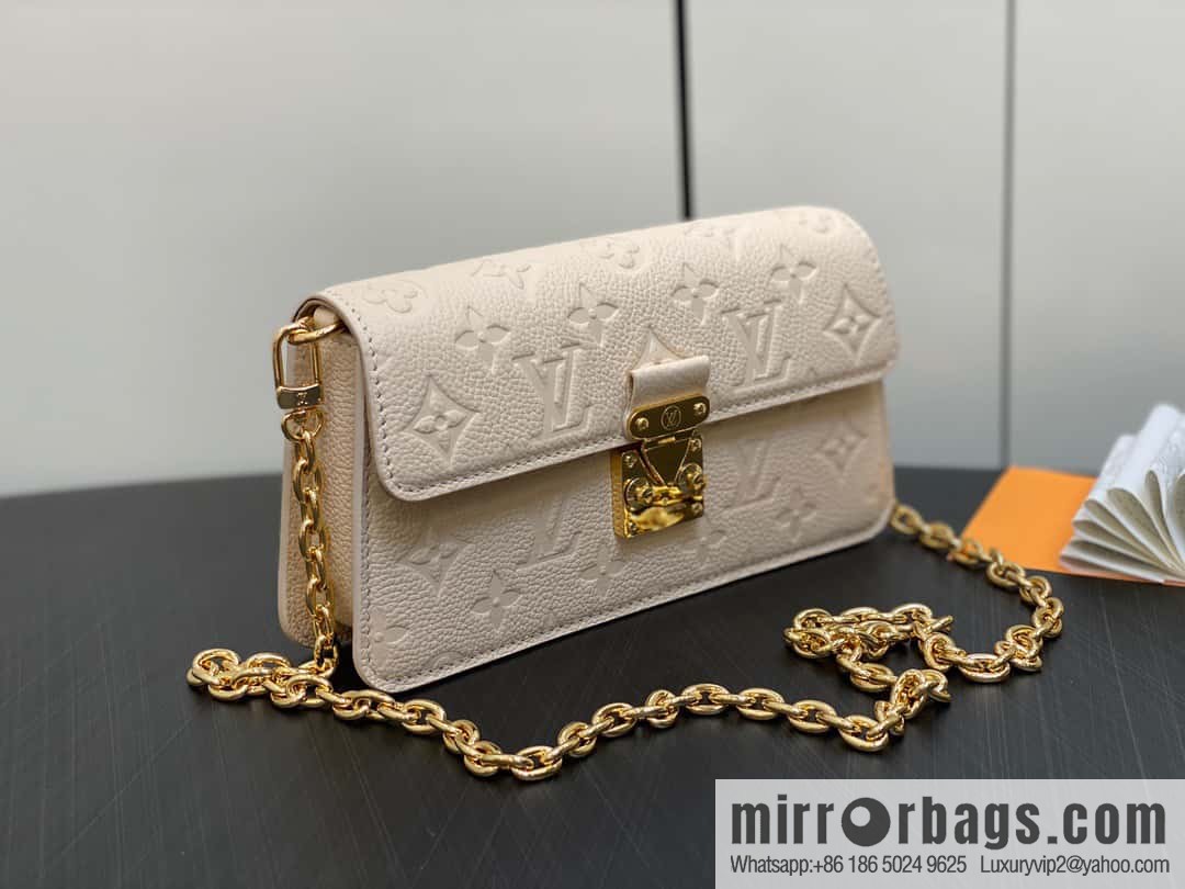 [Original order boutique] M82636 white full leather embossed chain bag series Wallet On Chain Metis chain strap handbag M82836 82637