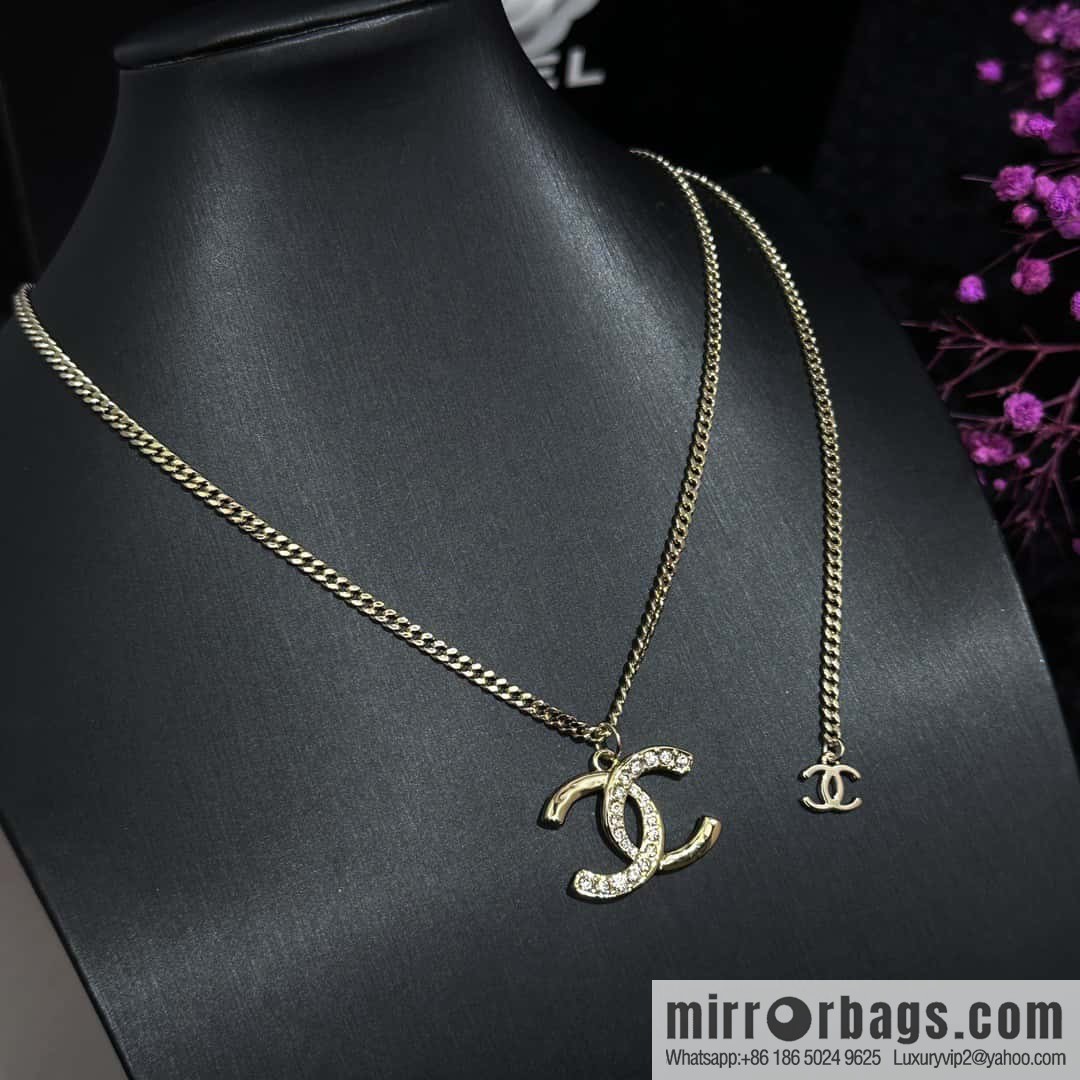 ❗️New ❗️ Chanel necklace ☀️ new ☑️ Chanel half diamond double c necklace ☀️