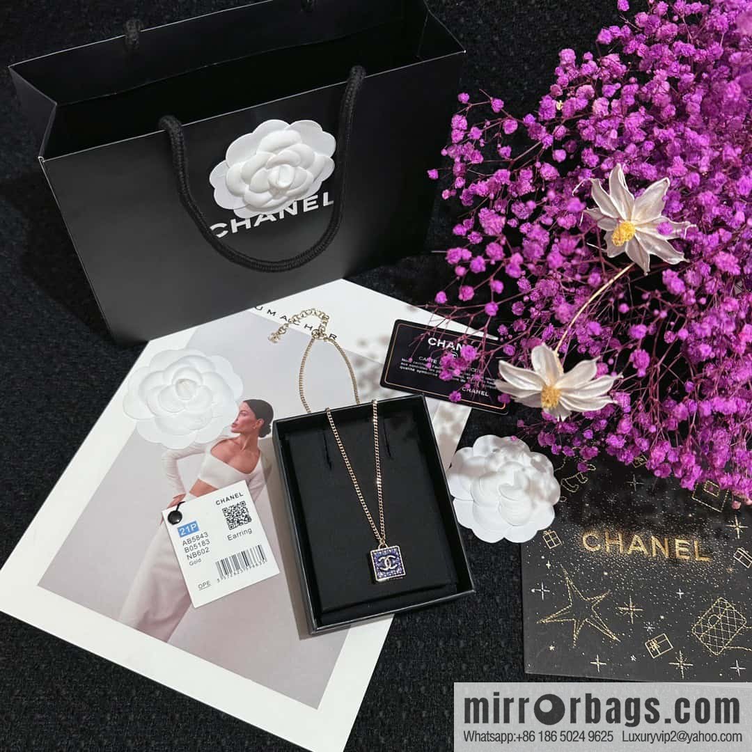 ❗️New ❗️ Chanel necklace ☀️ new ☑️ Chanel denim square double c necklace ☀️