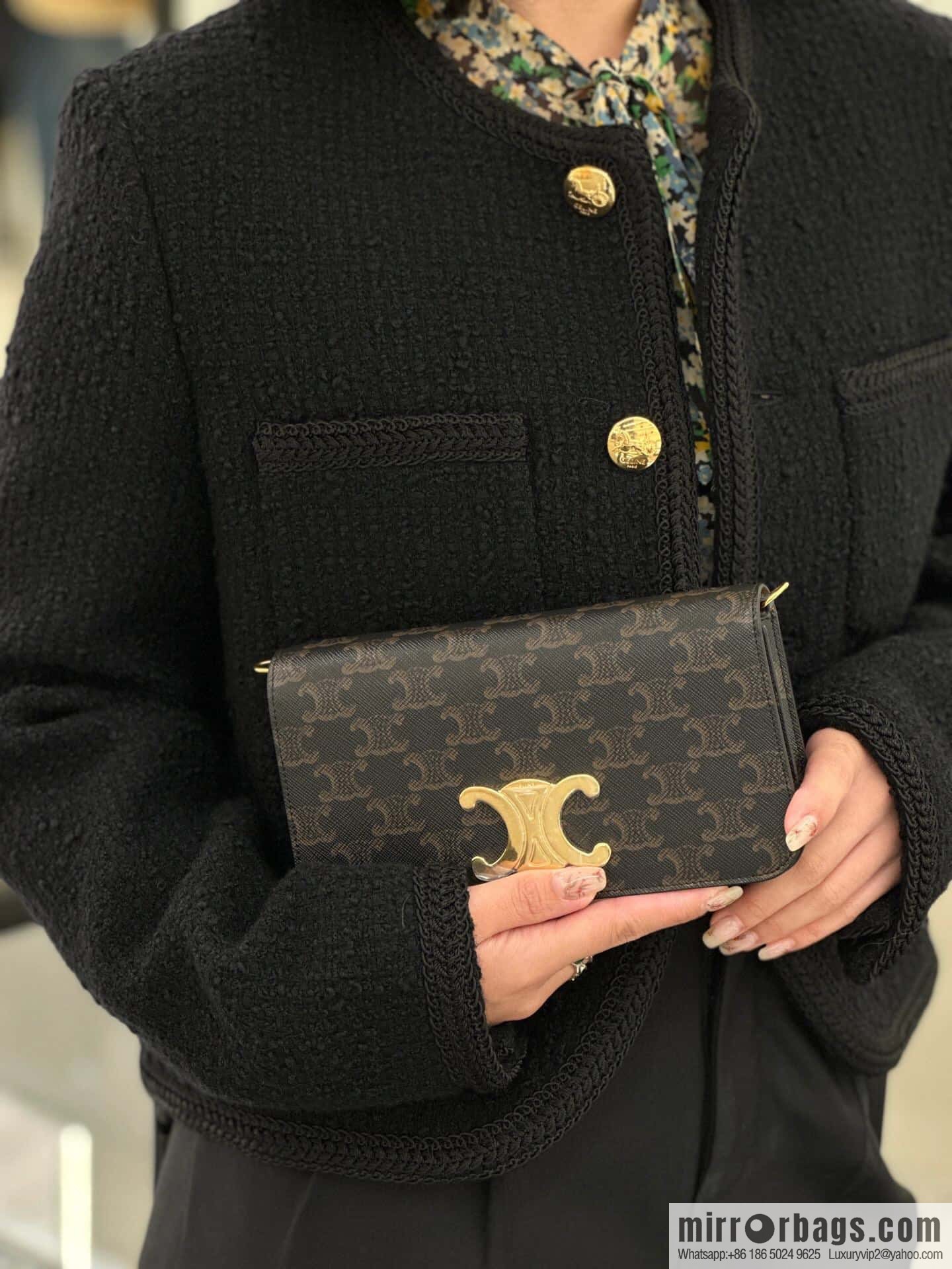 [Premium quality, all steel hardware] CELIN_E~ New monogram Multi Pochette Triomphe handbag, model: 100972