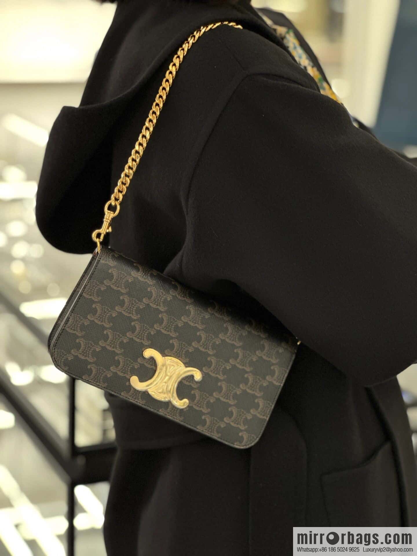 [Premium quality, all steel hardware] CELIN_E~ New monogram Multi Pochette Triomphe handbag, model: 100972