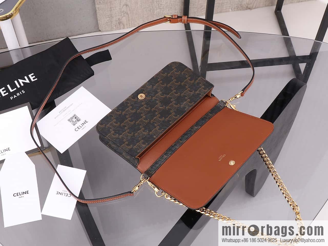 [Premium quality, all steel hardware] CELIN_E~ New monogram Multi Pochette Triomphe handbag, model: 100972