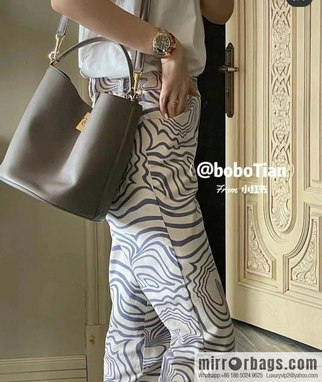 [Premium quality, all steel hardware] CELINE Bucket 16 calfskin bucket bag No.: 195573