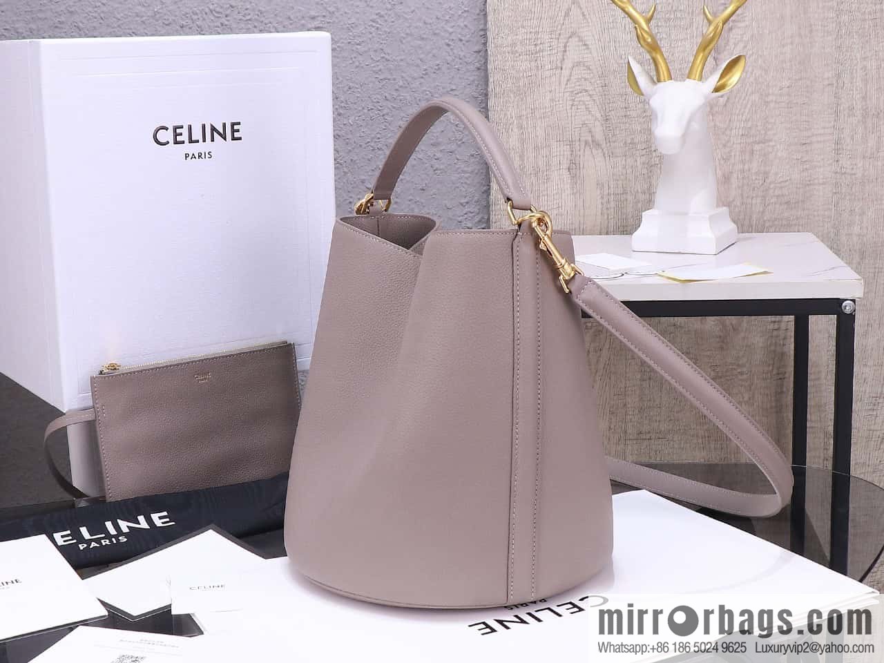 [Premium quality, all steel hardware] CELINE Bucket 16 calfskin bucket bag No.: 195573