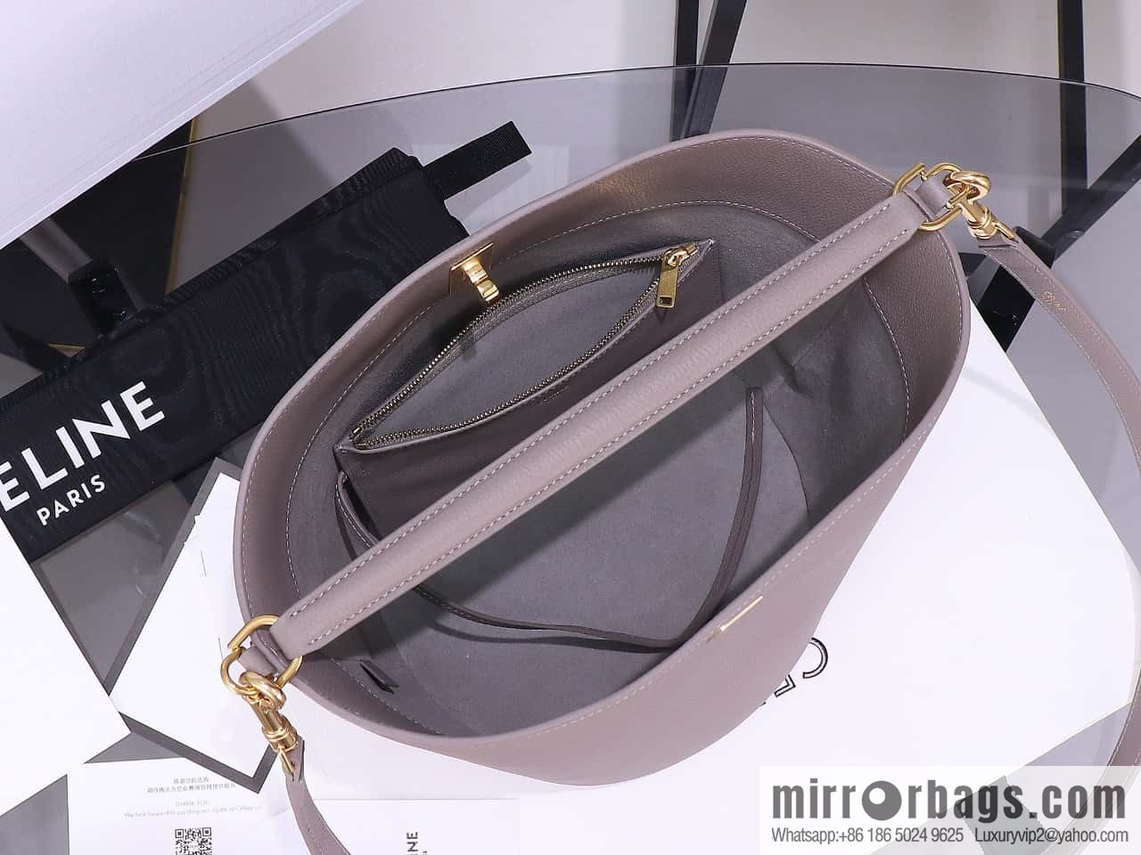 [Premium quality, all steel hardware] CELINE Bucket 16 calfskin bucket bag No.: 195573
