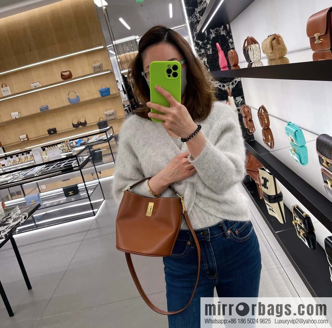 [Premium quality, all steel hardware] CELINE Bucket 16 calfskin bucket bag No.: 195573
